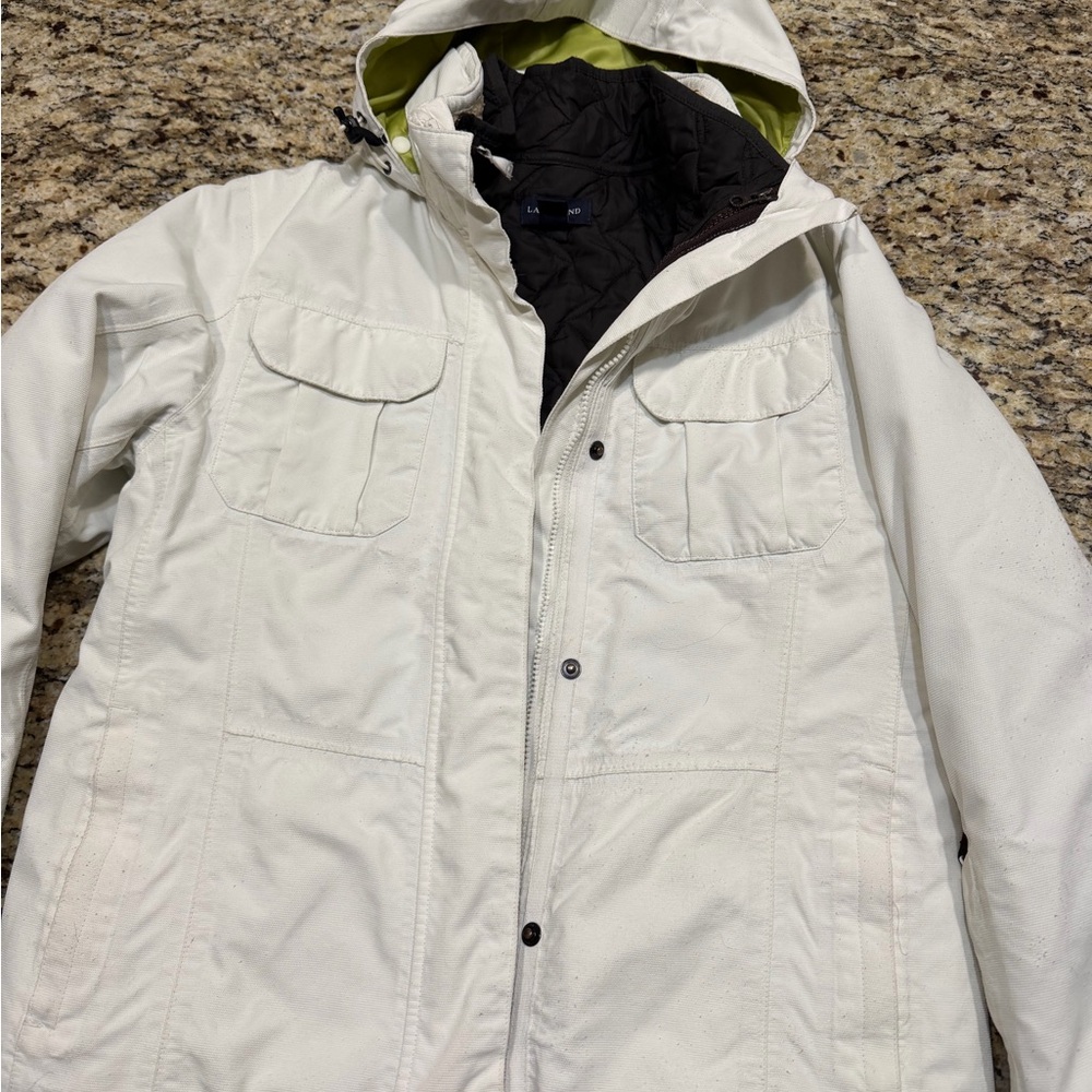 Lands' End White Hooded Ski Jacket